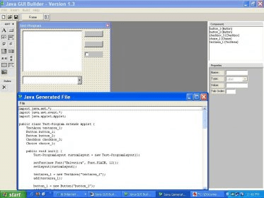 Generated code for an Applet
