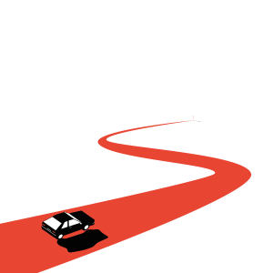 An illustration of a car driving on a road