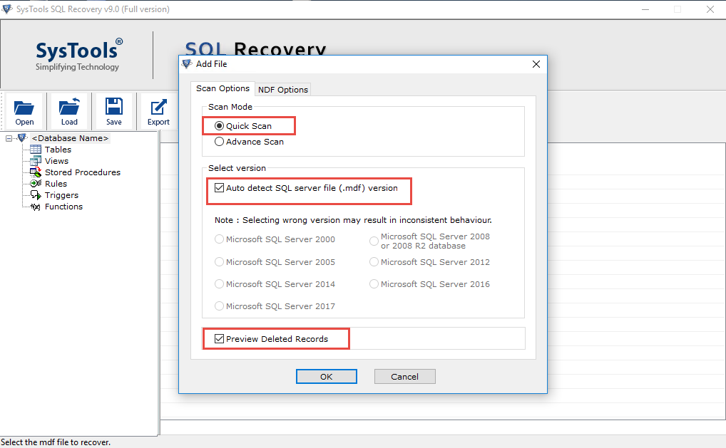 Recover MDF File
