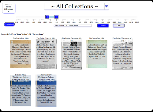 Figure 3. A search for the author’s grandmother yields newspaper articles, yearbook photos, and a graduation announcement