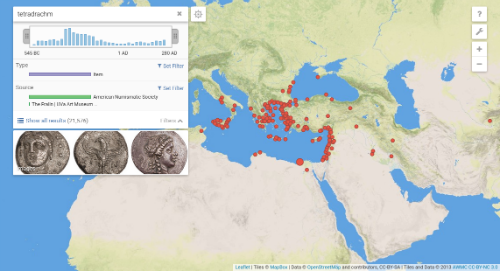 Figure. Peripleo search result example, with open filters panel