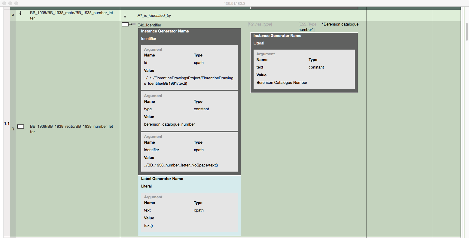 Figure 5: URI generator mapping for the Berenson catalogues number in 3M.