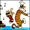 calvin and hobbes, music, happydance