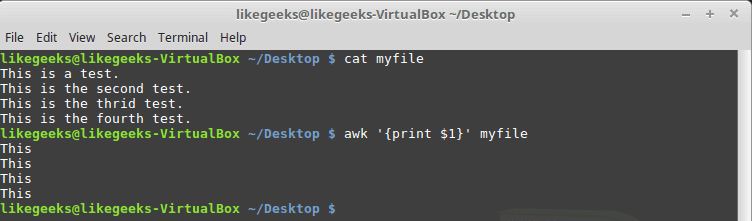 awk command variables