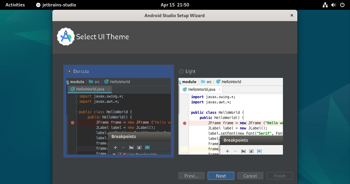 Select Theme for Editor
