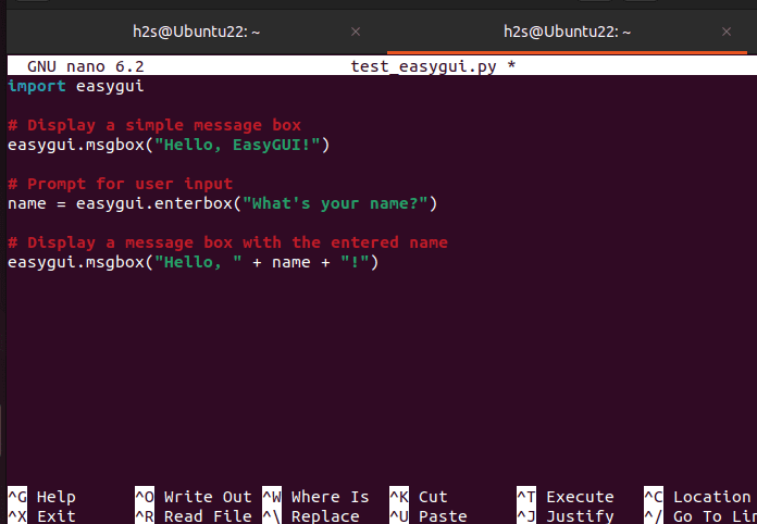 Example to use EasyGUI in Python