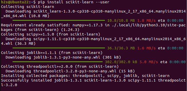 Install scikit learn using pip