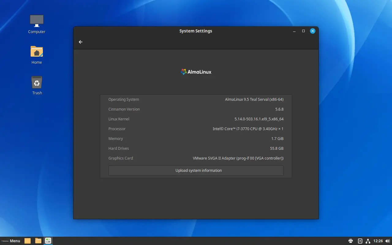 Cinnamon GUI installed Almalinux 9