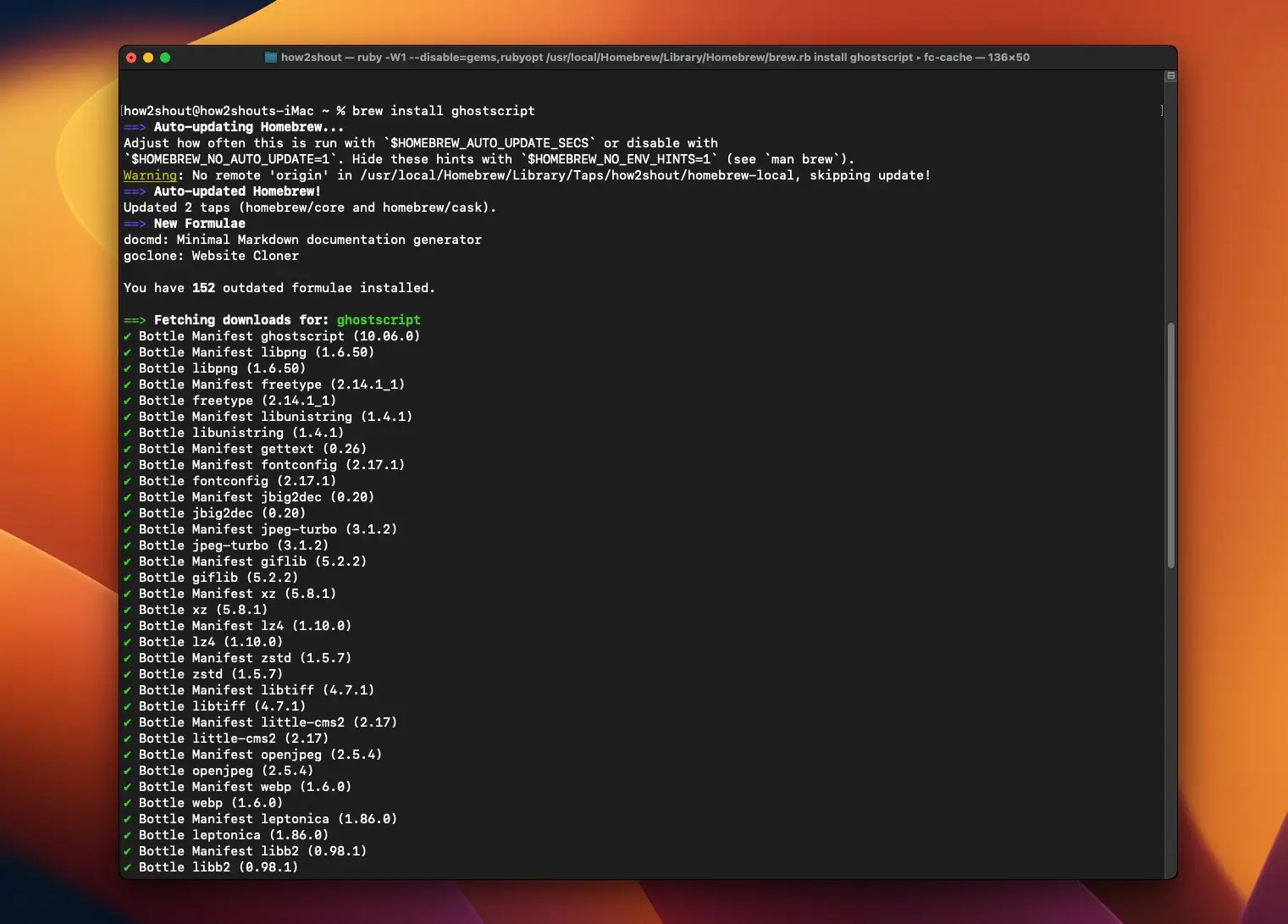 Installing GhostScript on macOS