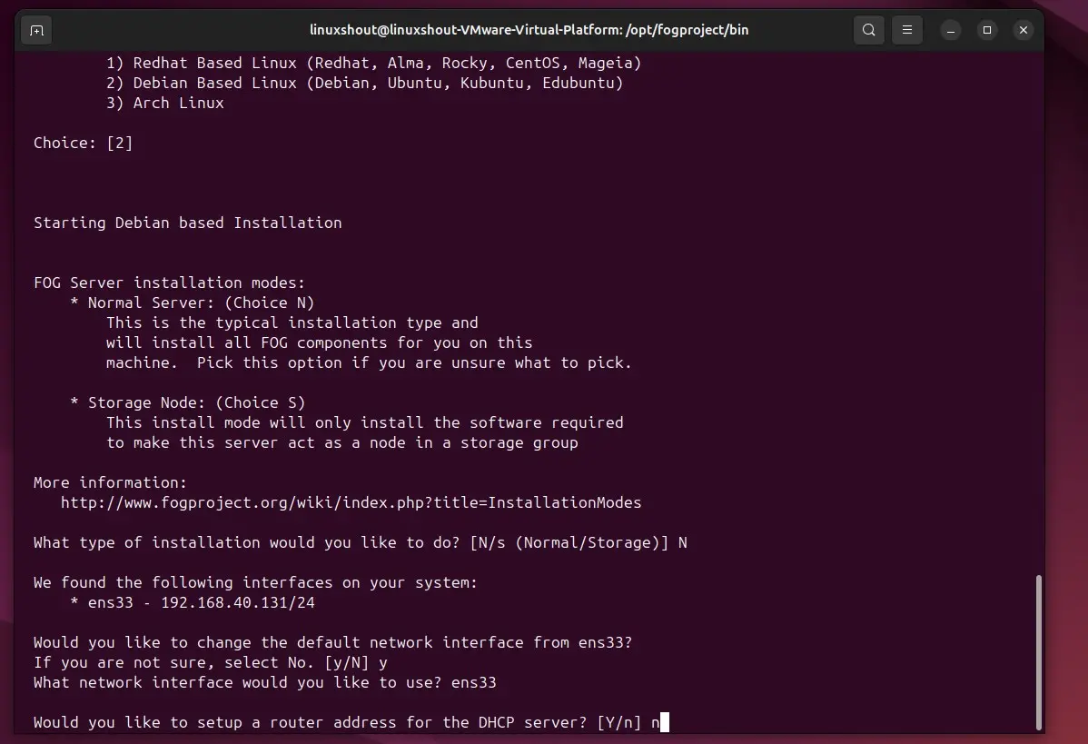 Setup DHCP server