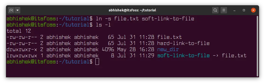 Creating soft link in Linux using ln command