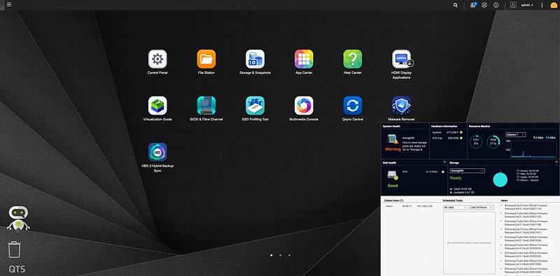 QNAP TS-453D - QTS - Dashboard