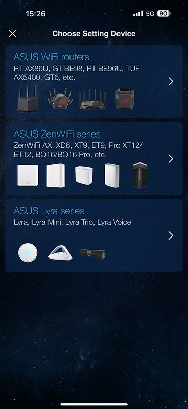 Asus iOS App - Choose Device