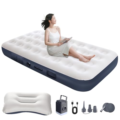 エアーベッド 電動 ポンプ内蔵 シングルサイズ 電動エアーベッド 来客用 枕がある 折り畳み式 キャンプ用品 エアベッド 極厚 耐荷重300kg 持ち運び 屋内用 キャンプ アウトドア テント 車中泊マット 防災 避難用 190×100×25cm