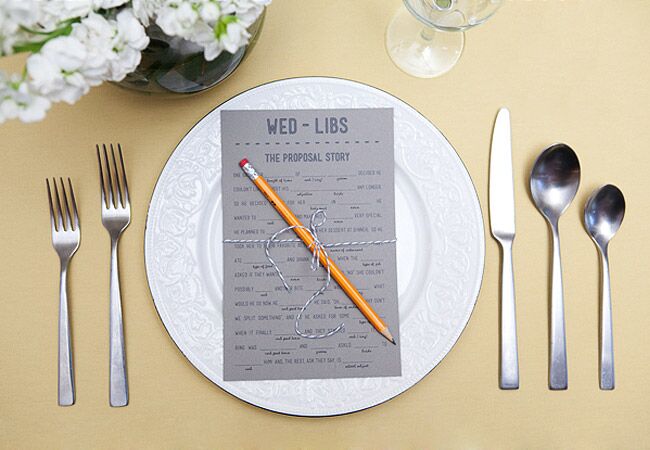 Wedding Place Setting Mad Libs