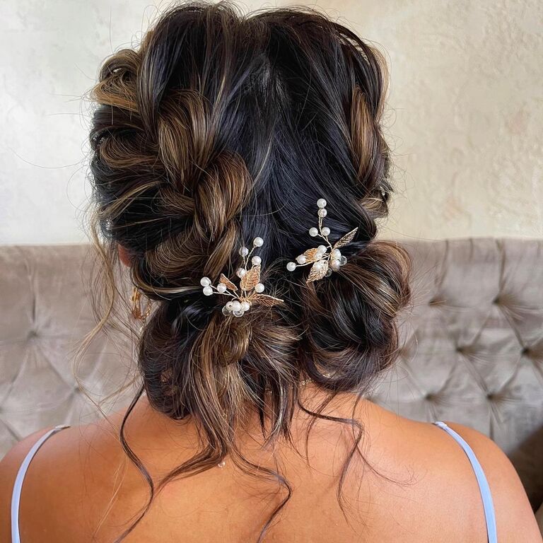 Braided Space Buns bridesmaid hairstyle