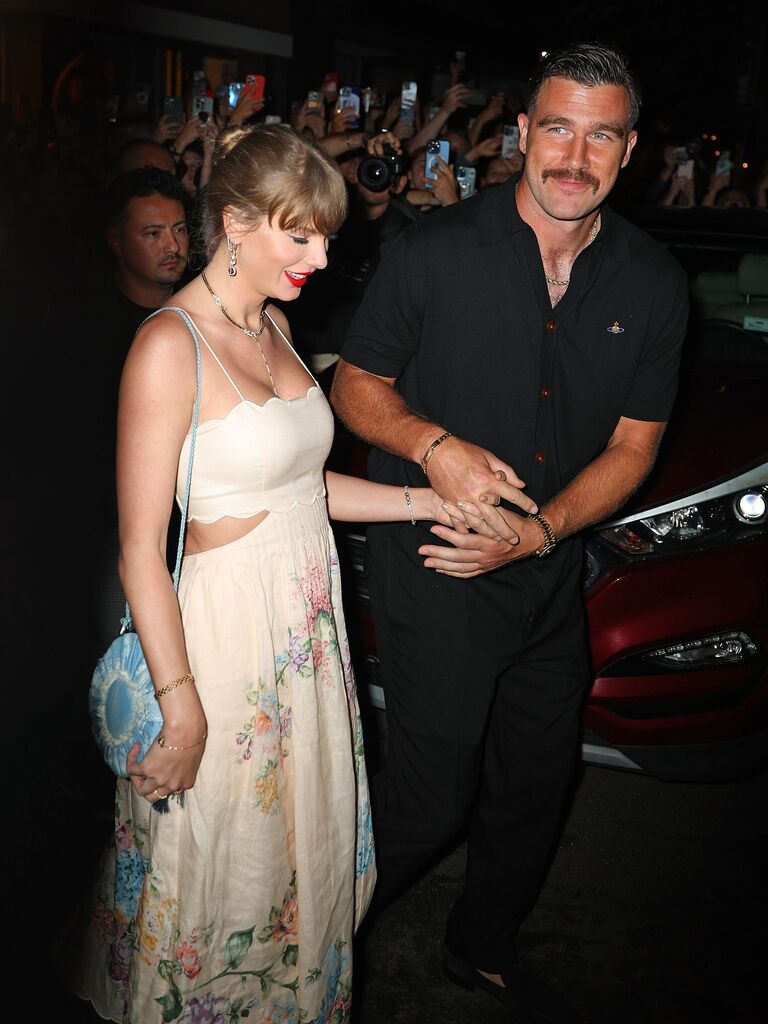 Taylor Swift and Travis Kelce attending a wedding at Electric Lady Studios