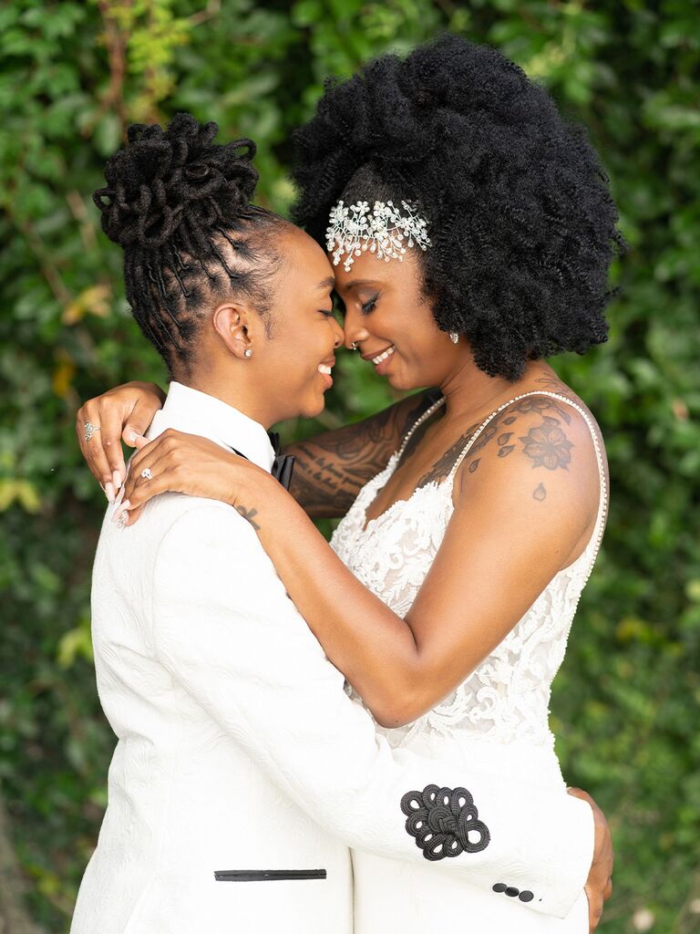 Two brides with natural hair