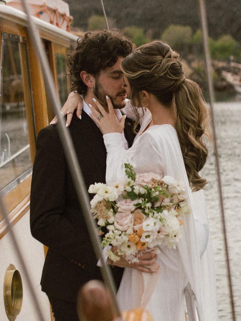 Tousled ponytail wedding hairstyle