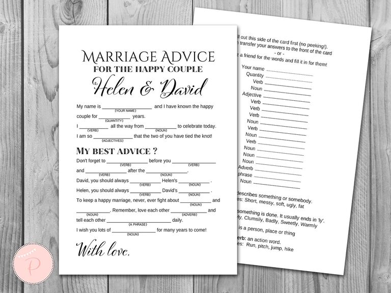 Marriage Advice Wedding Libs Template