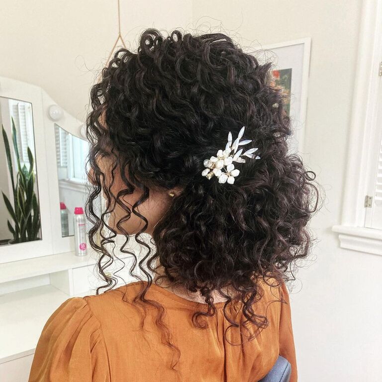 Curly Low Bridesmaid Updo