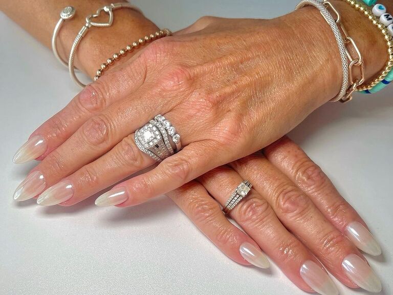 Sheer glazed doughnut white wedding nails