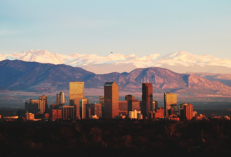 Denver skyline at sunset, Denver proposal ideas