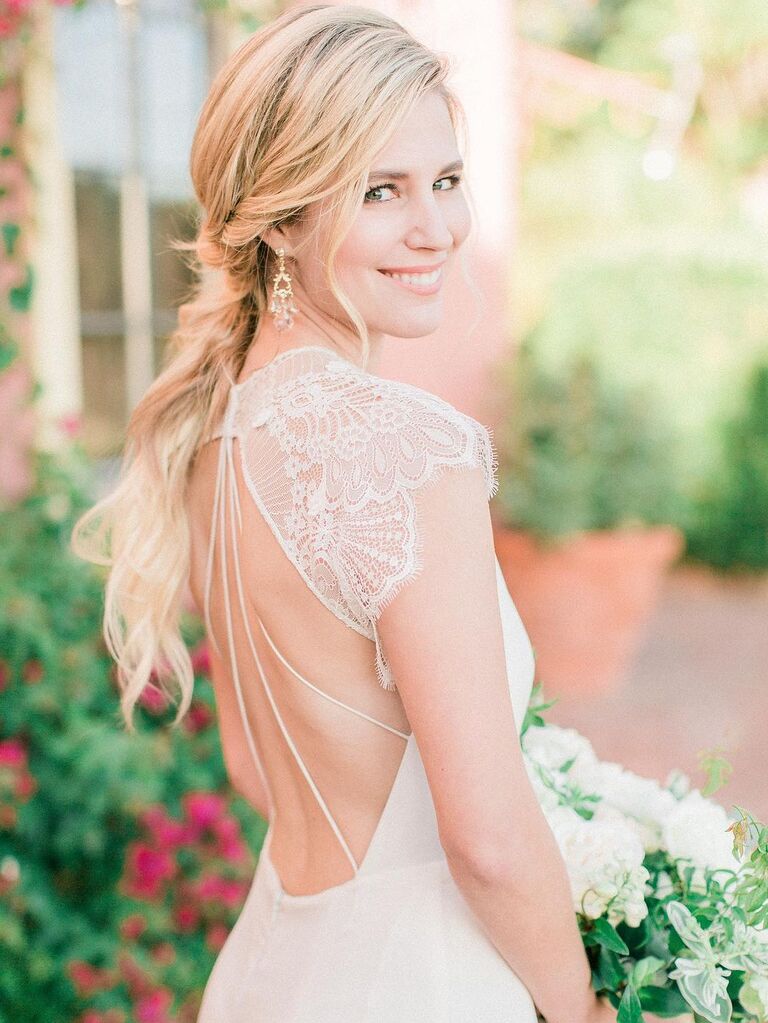 Braided half-up wedding hairstyle