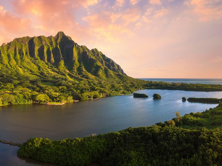 Kualoa Ranch beach wedding venue in Kaneohe, Hawaii