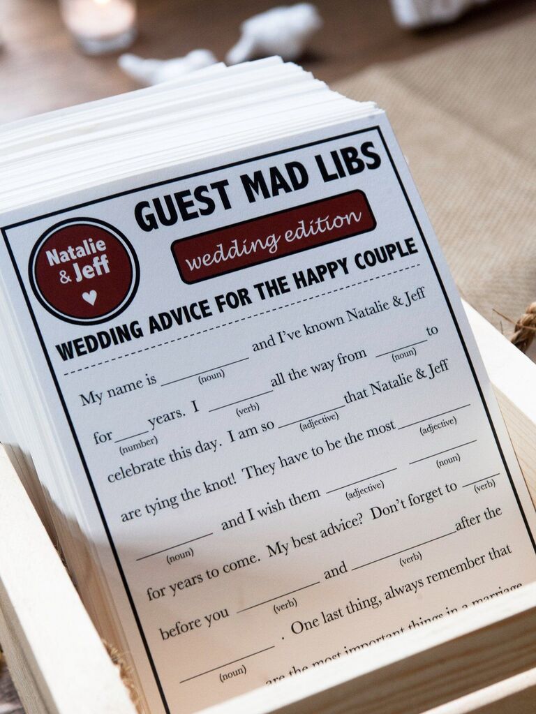 Wedding mad libs game