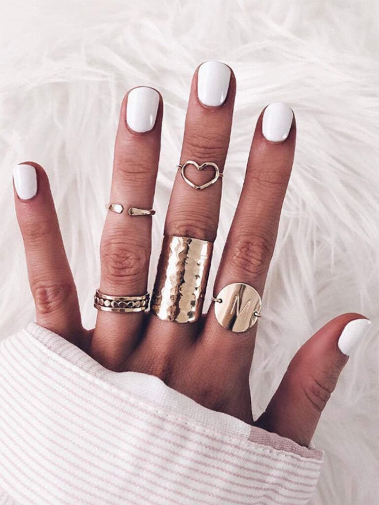 Short white wedding nails