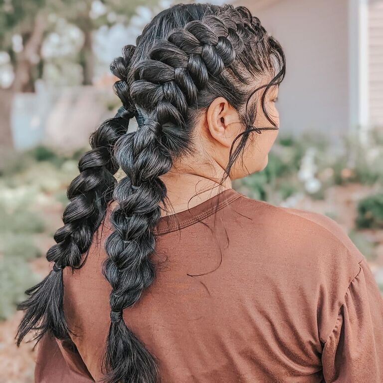 Full Double Fishtail Braids bridesmaid braid hairstyle