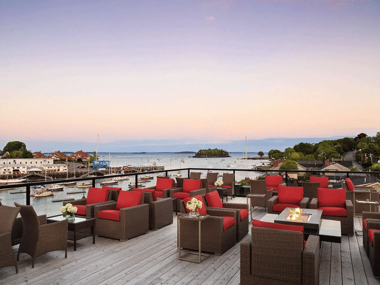 Outdoor deck at 16 Bay View Hotel. 