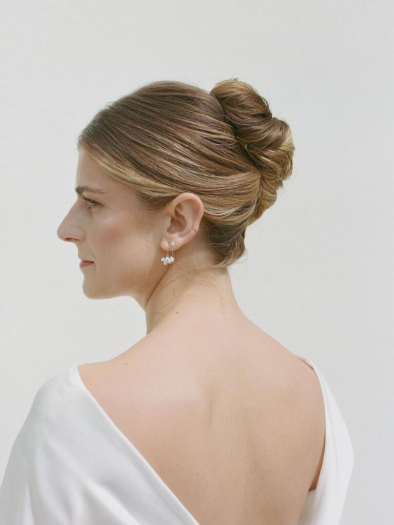 Twisted top knot wedding hairstyle