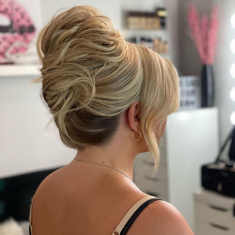 Beehive medium length bridesmaid hairstyle