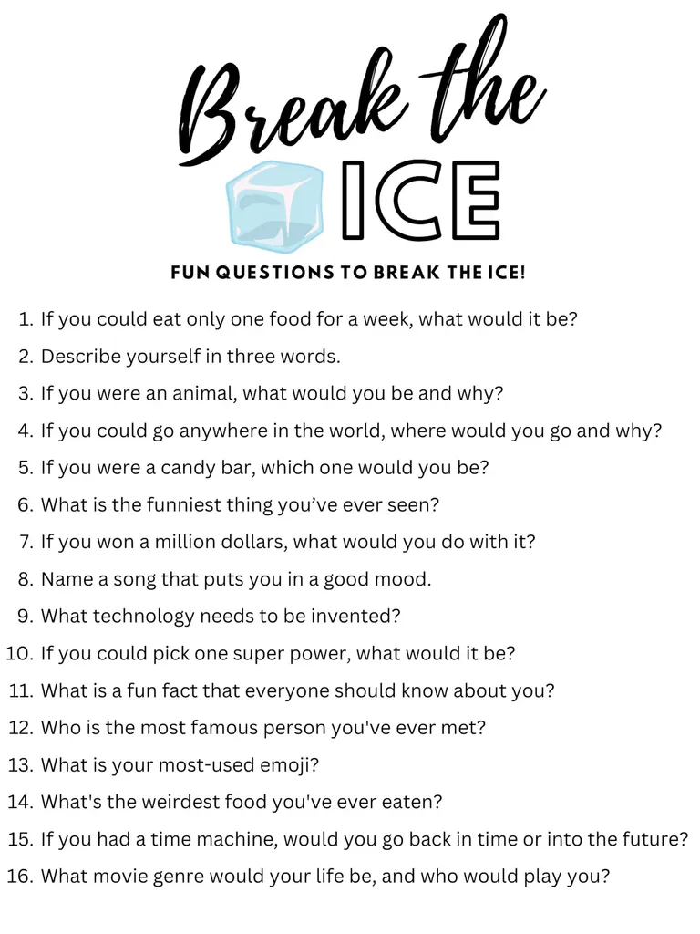 'break the ice' printable rehearsal dinner game