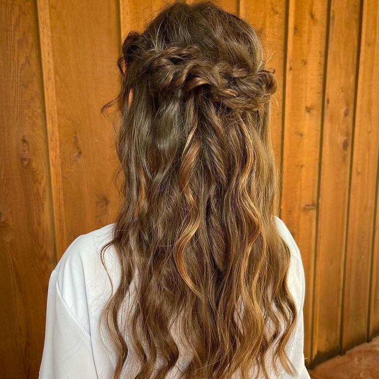 Half Braid Crown bridesmaid hairstyle