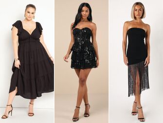 Three black bachelorette party dresses