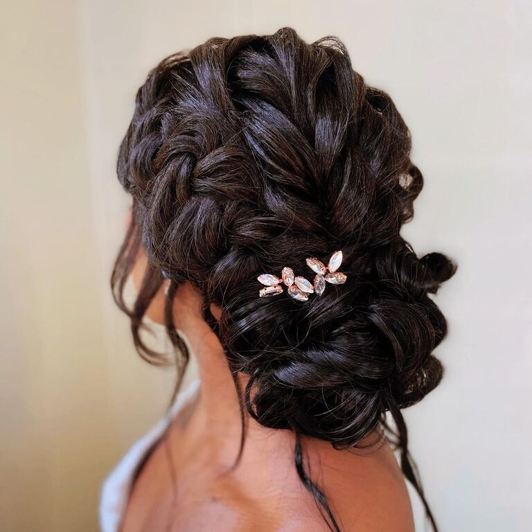 Braided Low Bun bridesmaid updo hairstyle