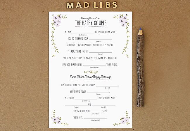 Rustic Wedding Mad Libs