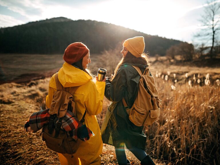 Couple hiking during fall