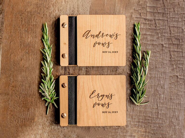 Wooden wedding vow books