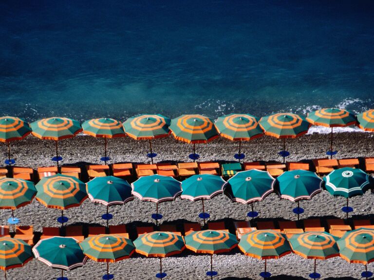 Umbrellas by the ocean