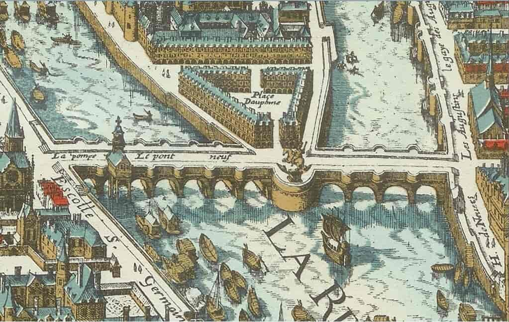 Skitse af Pont Neuf fra 1615