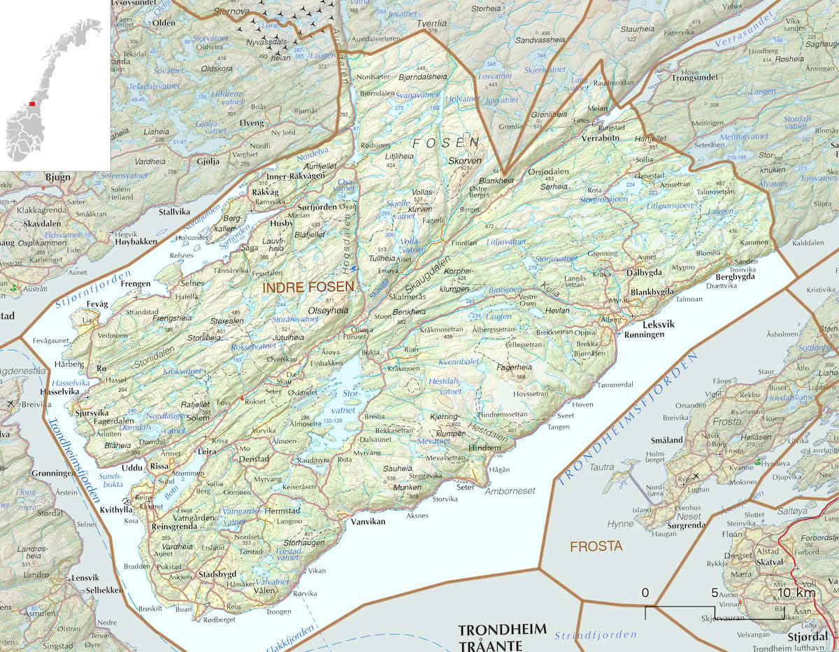 Kart over Indre Fosen kommune