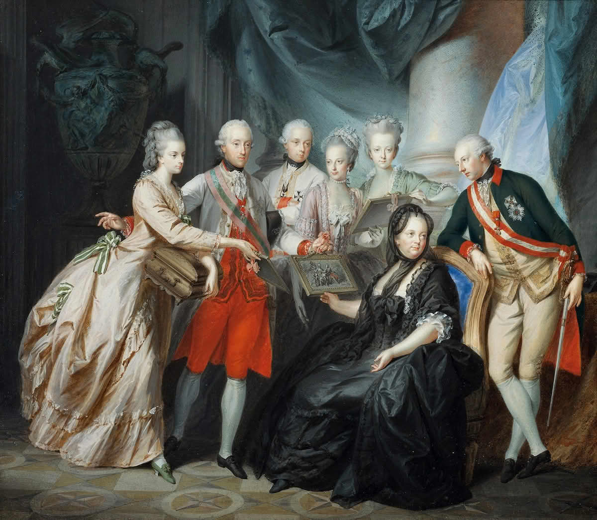 Maria Teresia som enke med de voksne barna, maleri fra 1776