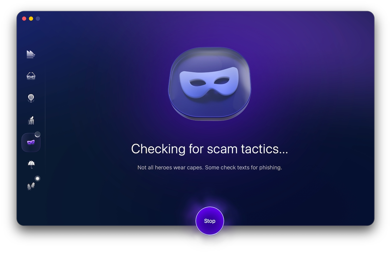 Screenshot of Moonlock, Moonlock Scam Detector checking for scam