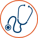 Stethescope icon for IT support for medical practices