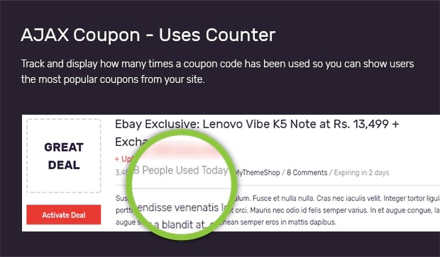 AJAX Coupon - Uses Counter
