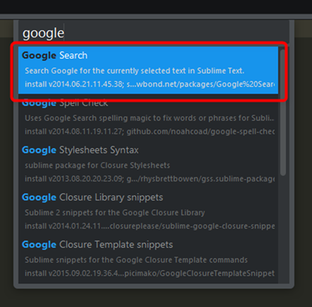 Google Searchパッケージのインストール